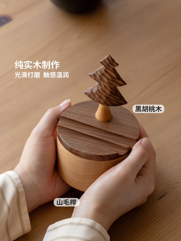 纯实木手机支架黑胡桃木储物盒原木风树木收纳盒子