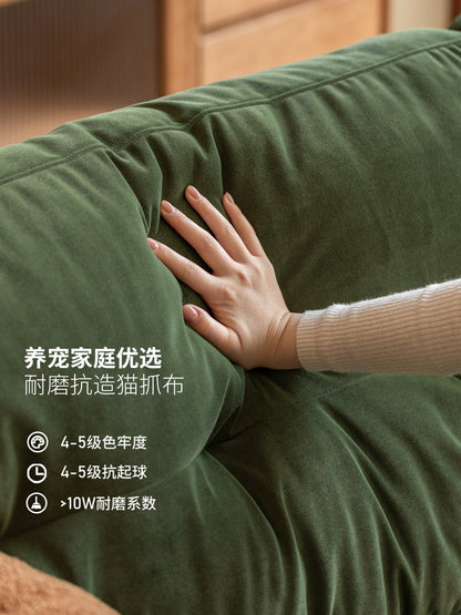实木客厅复古高靠背布艺沙发小户型猫抓布沙发
