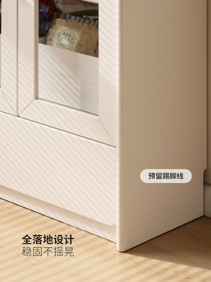 实木书柜白色带门书架置物柜收纳柜法式奶油风组合展示柜
