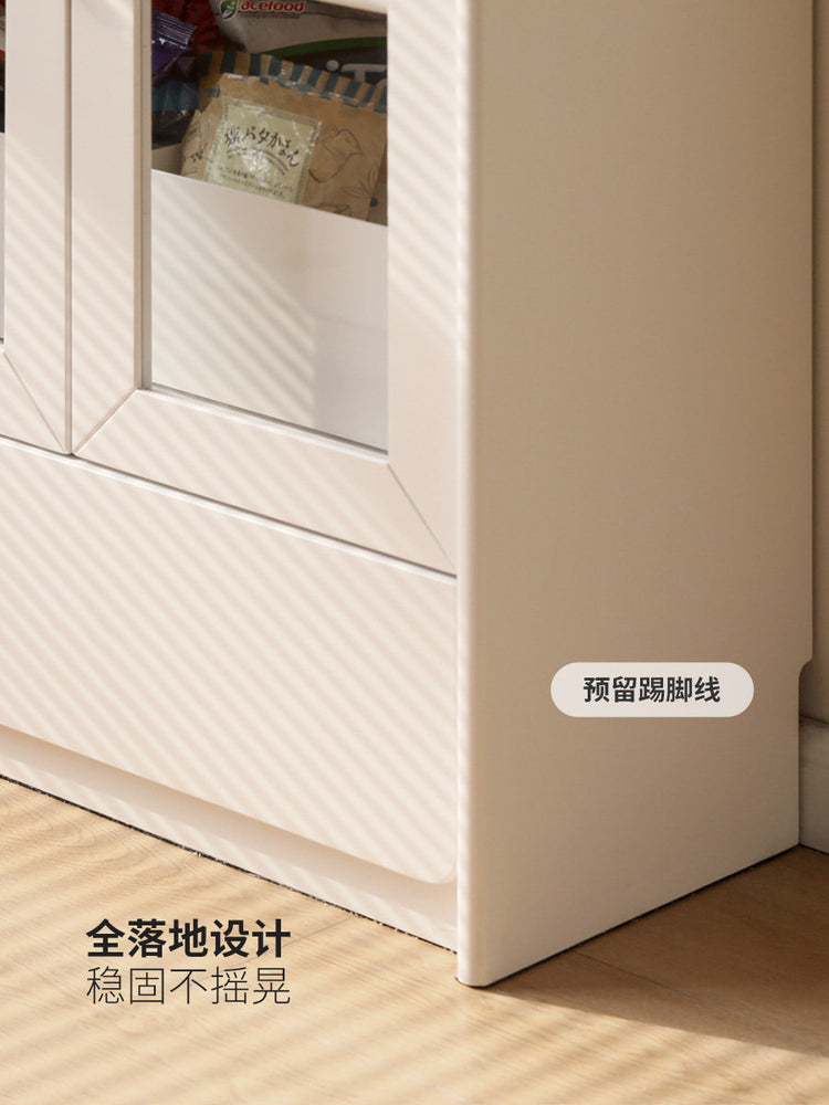 实木书柜白色带门书架置物柜收纳柜法式奶油风组合展示柜