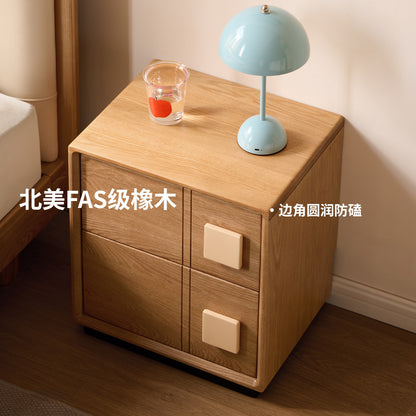 实木床头柜现代简约橡木储物柜卧室原木风两抽收纳柜