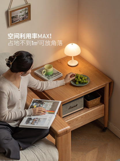实木茶几现代简约橡木可折叠移动茶台北欧小户型客厅茶桌