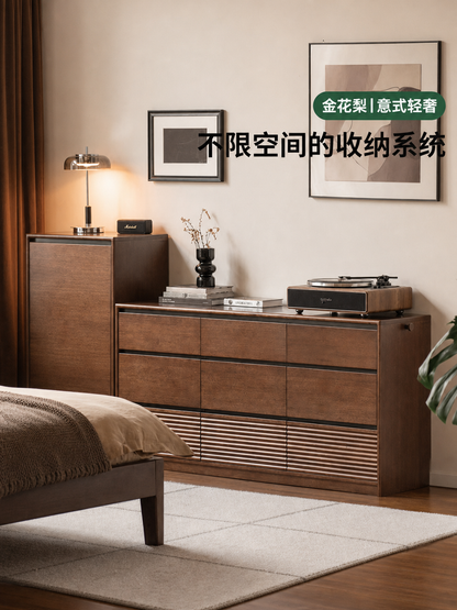 实木斗柜现代简约储物柜卧室胡桃色斗橱床尾抽屉柜