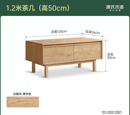 实木茶几客厅现代简约茶桌餐桌两用白蜡木骨骼线茶台