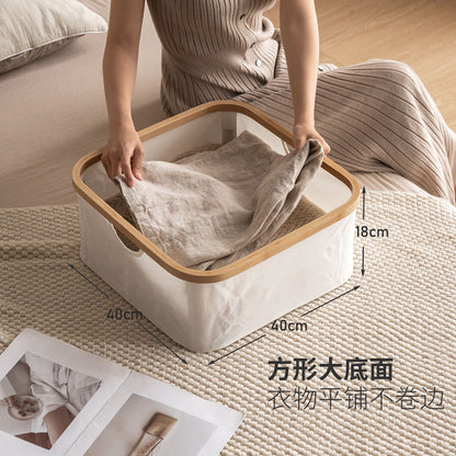 竹筐布艺篮桌面杂物收纳盒卧室衣柜可折叠储物收纳筐