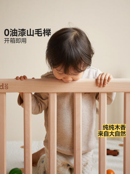 实木婴儿床可移动带滑轮拼接床新生儿宝宝床多功能护栏床
