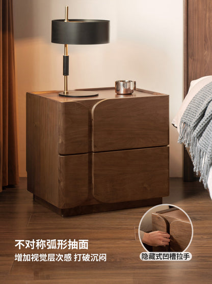 实木床头柜意式轻奢黑胡桃木储物柜卧室小户型收纳柜