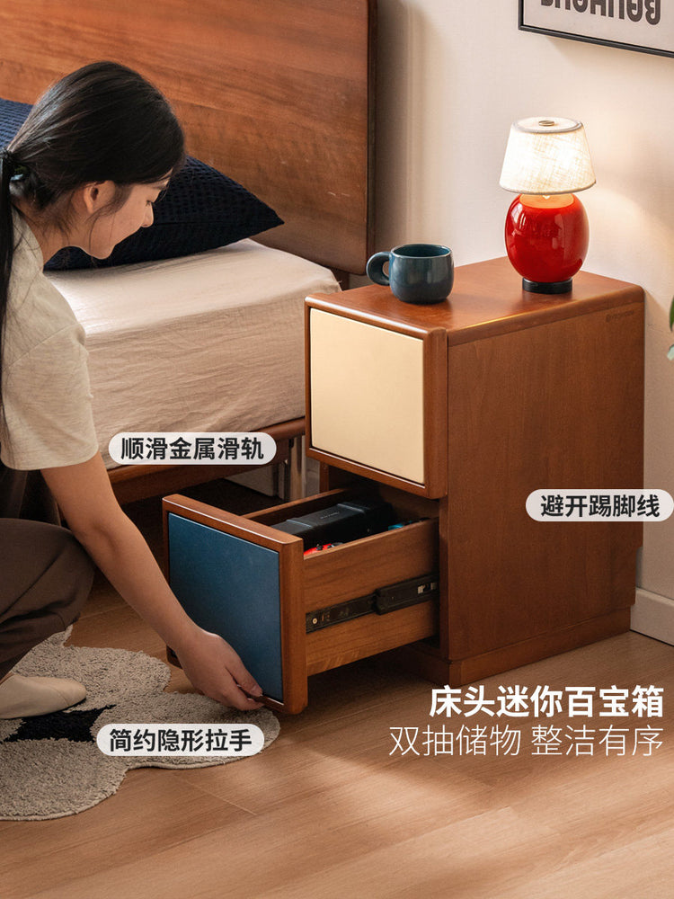 实木床头柜卧室包豪斯储物柜中古风收纳柜夹缝小柜子