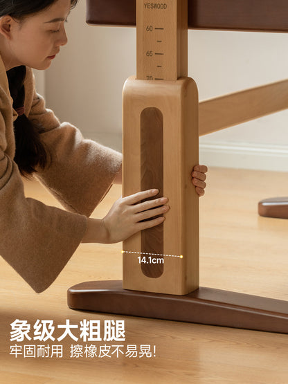 实木儿童学习桌手摇升降书柜书桌一体学习专用写字桌