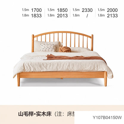 实木床主卧白色竖琴床现代简约奶油风双人床北欧大床