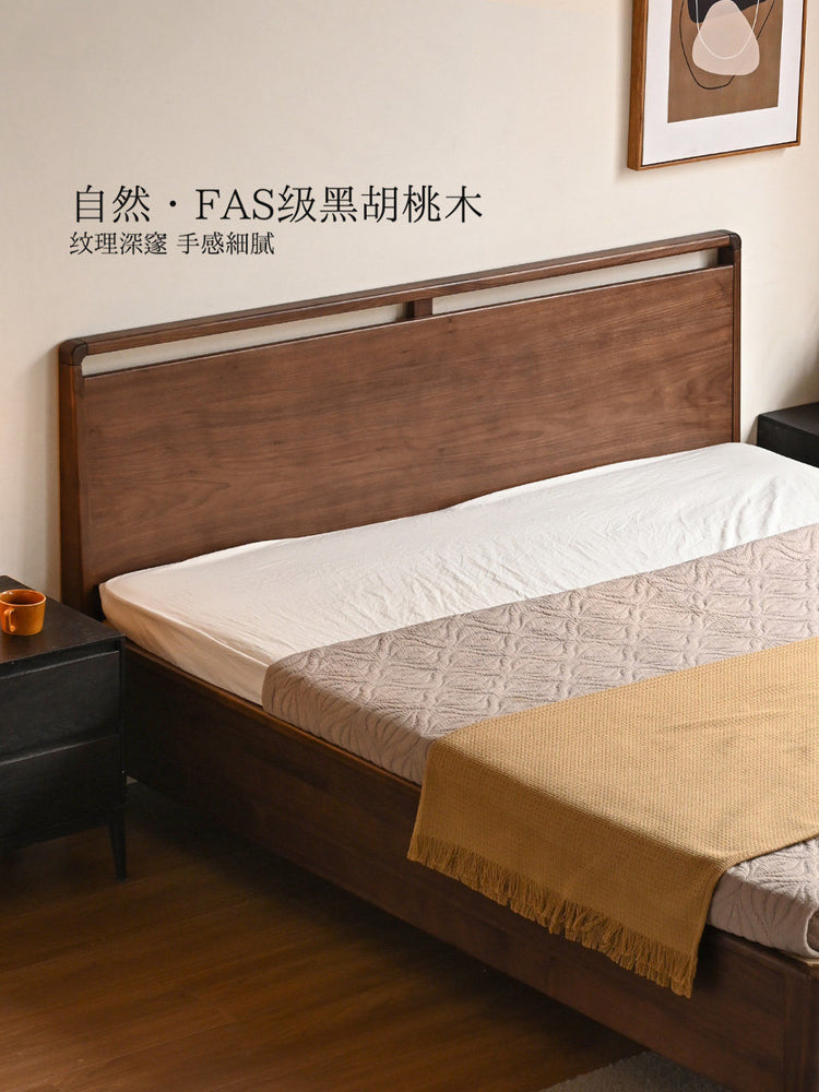 全实木床现代轻奢黑胡桃木储物箱体床北欧卧室家具双人床