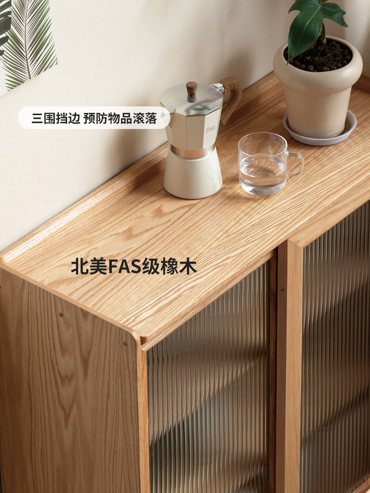 实木超薄餐边柜现代简约厨房储物柜小户型橱柜原木酒柜