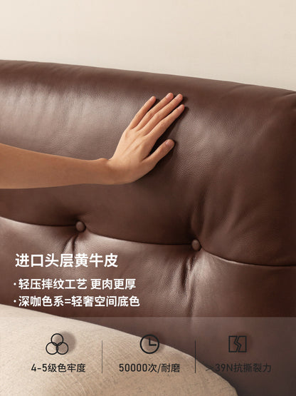 真皮床法式复古风主卧大床高靠背软包床小户型双人床