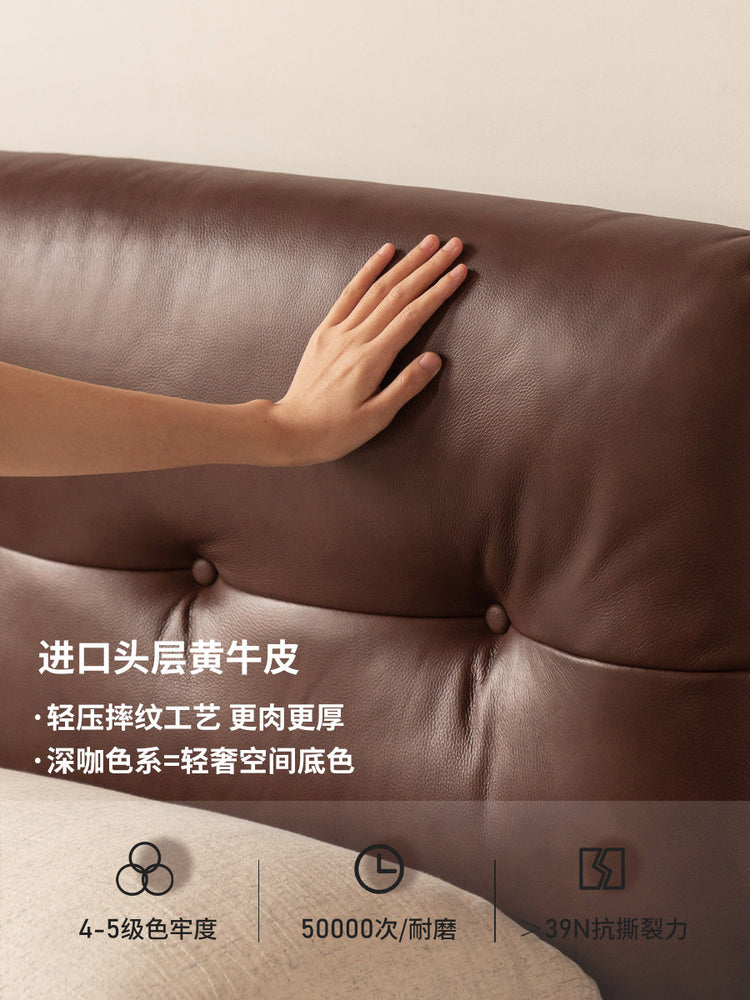 真皮床法式复古风主卧大床高靠背软包床小户型双人床