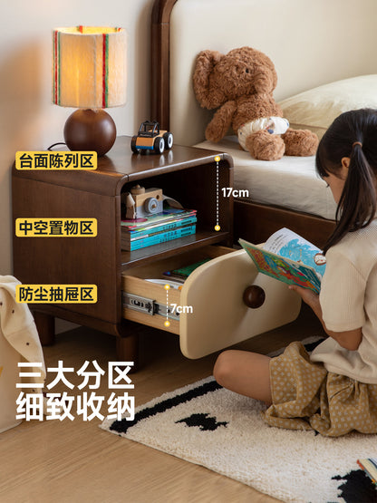 实木儿童床头柜现代简约卧室储物柜子男孩女孩玩具收纳柜