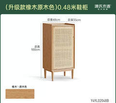 实木鞋柜客厅入户置物鞋架门口收纳储物柜藤编玄关柜