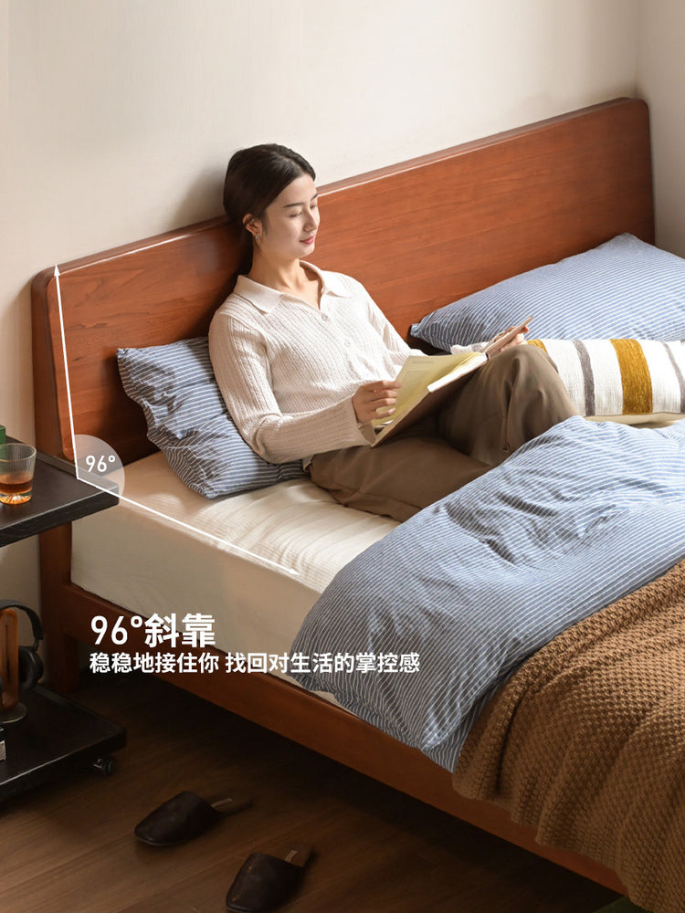 实木床卧室复古齐边床中古大板床1.5米1.8米双人床