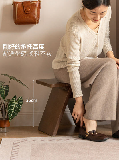 实木换鞋凳客厅沙发边几现代简约板凳胡桃色脚踏方凳
