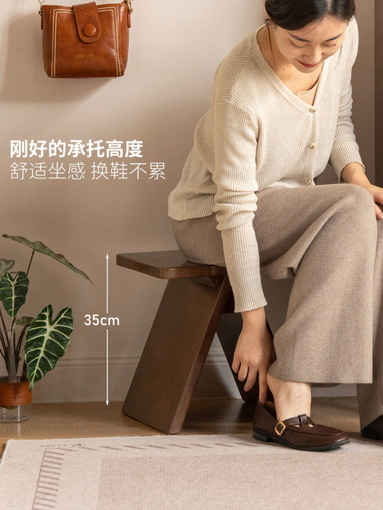 实木换鞋凳客厅沙发边几现代简约板凳胡桃色脚踏方凳
