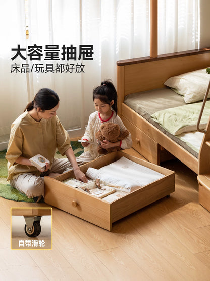 实木儿童高低床简约树屋上下床男孩女孩成人上下铺双人床