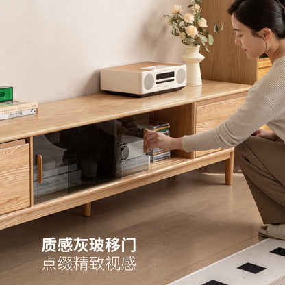 实木电视柜客厅现代简约收纳储物柜小户型橡木地柜