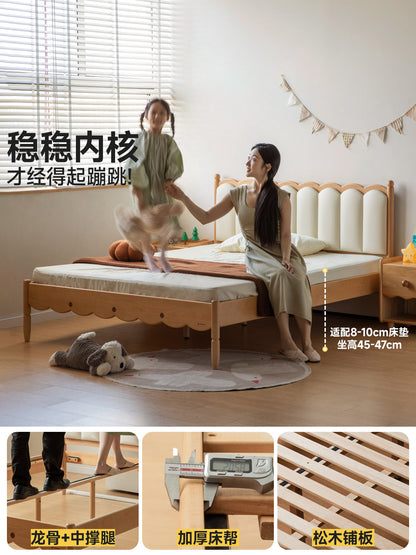 儿童床男孩女孩通用单人床简约软包床青少年卧室实木床