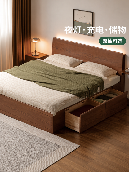 实木床现代简约多功能储物箱体床北欧卧室床头置物双人床
