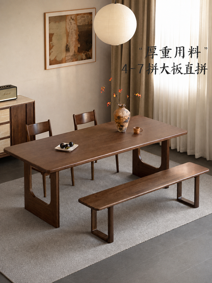 实木长餐桌餐厅厚面原木大板桌胡桃色桌子茶桌工作台