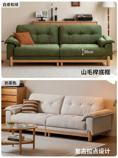 实木客厅复古高靠背布艺沙发小户型猫抓布沙发