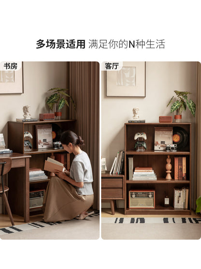 实木现代简约书房收纳柜胡桃色置物柜落地书柜