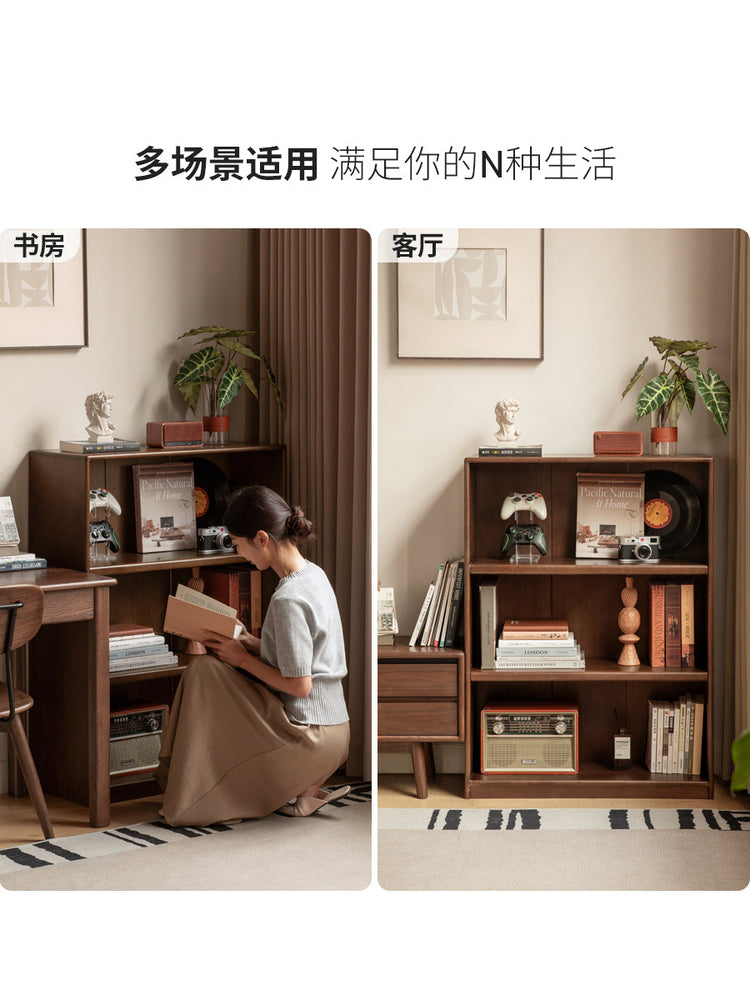 实木现代简约书房收纳柜胡桃色置物柜落地书柜