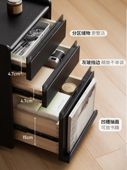 实木边柜书房可移动桌下柜橡木黑色矮柜简约收纳柜