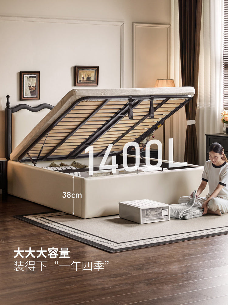 生态云皮床法式复古主卧小户型箱体床波浪涟漪储物双人床