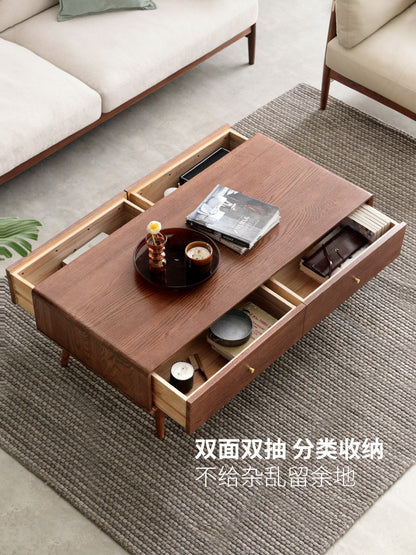 纯实木简约现代办公室橡木茶几桌北欧小户型客厅茶台