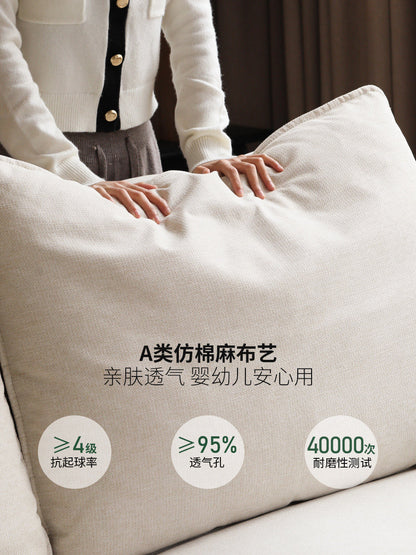 实木客厅黑胡桃木高靠背布艺沙发豆腐块直排沙发