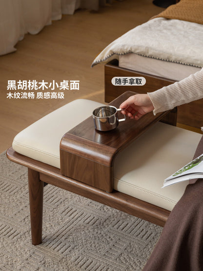 实木长凳黑胡桃木卧室床尾凳简约软包长条凳休闲板凳