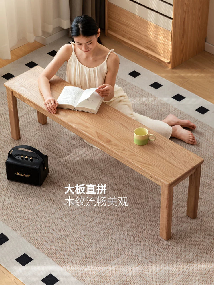 实木餐厅长条凳橡木餐凳北欧简约床尾凳长板凳凳子