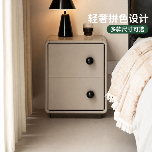 实木床头柜现代简约储物柜卧室床边灰色边几收纳柜