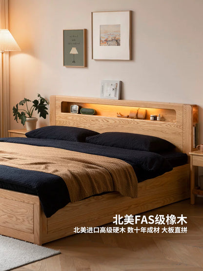全实木床北欧风橡木箱体床现代简约原木风主卧储物双人床