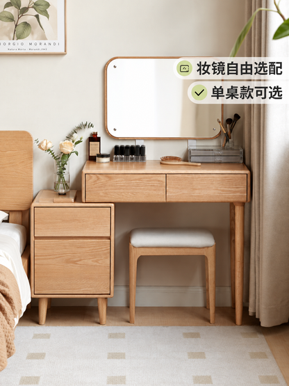 实木梳妆台斗柜一体橡木卧室伸缩化妆桌简约小户型化妆台