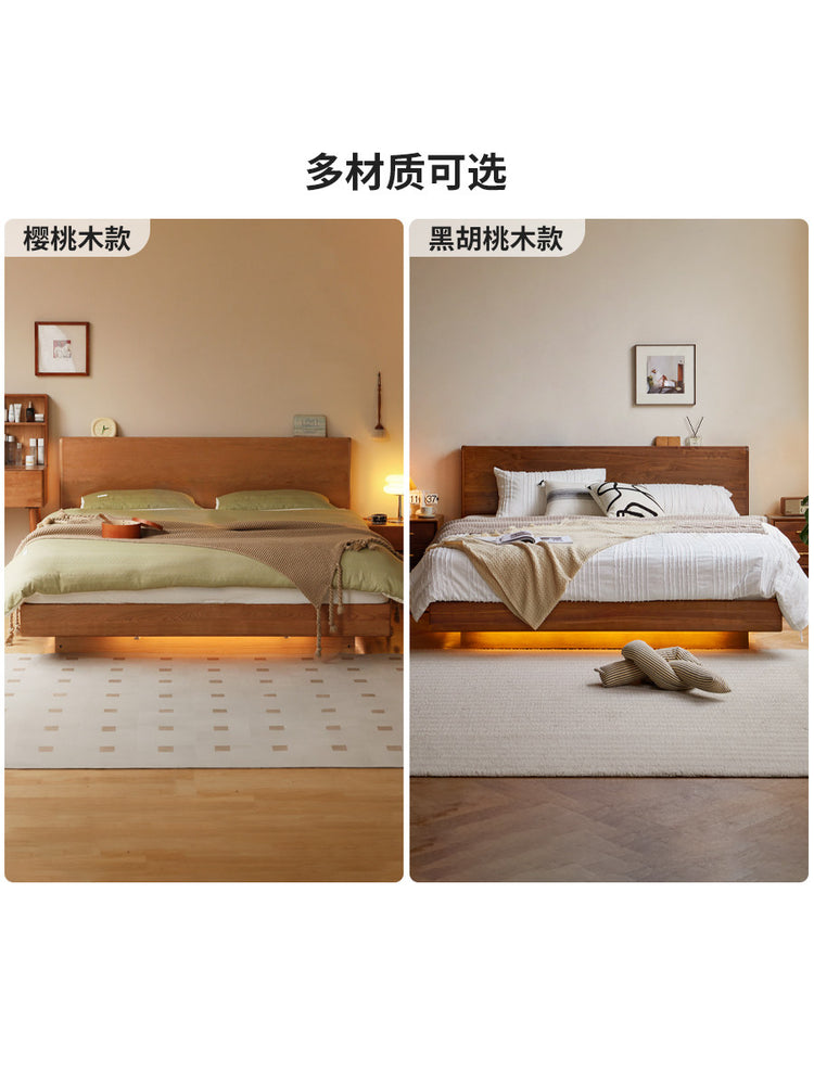 实木箱体床卧室复古收纳储物床多功能悬浮床双人床