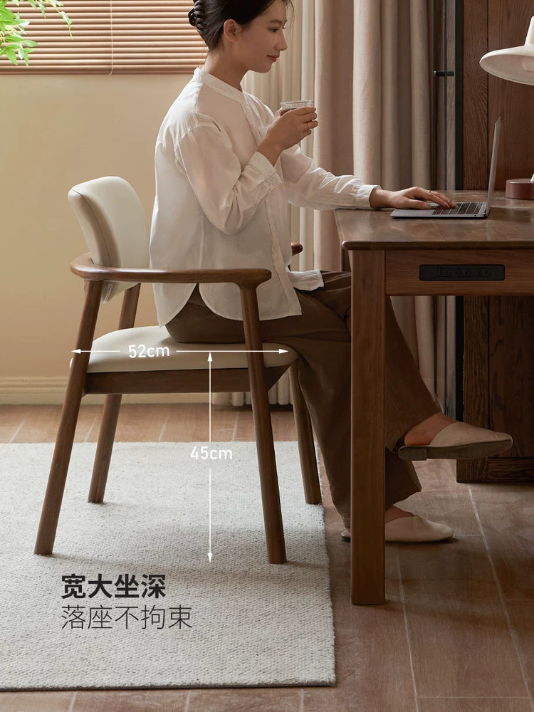 实木餐椅黑胡桃木扶手椅新中式书椅学习椅办公椅椅子