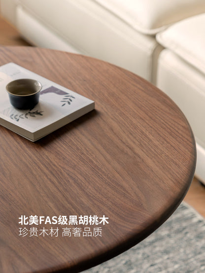 实木茶几现代简约沙发边桌客厅可升降圆几黑胡桃木圆桌