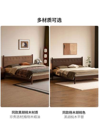 实木床卧室中古风大板床包豪斯波点床1.5m1.8m双人床