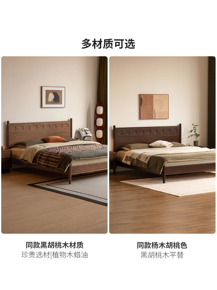实木床卧室中古风大板床包豪斯波点床1.5m1.8m双人床