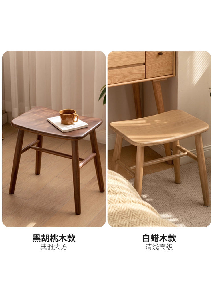 实木化妆凳简约卧室橡木梳妆凳化妆间创意弧面小凳子