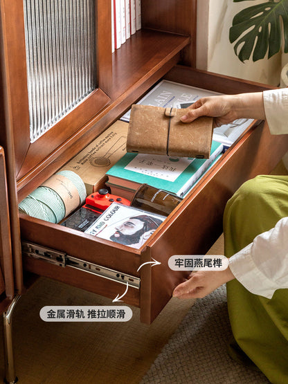实木电视柜边柜客厅复古靠墙储物柜小户型中古展示柜