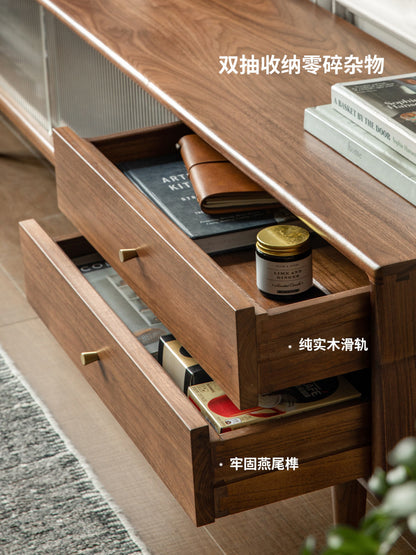 黑胡桃木电视柜北欧客厅收纳储物柜现代简约高脚地柜