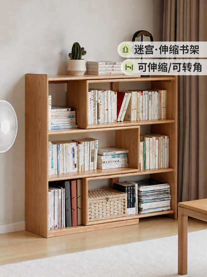 实木书架小户型书房转角置物架橡木简约可伸缩收纳架
