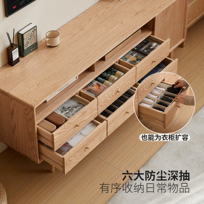 实木卧室电视柜北欧小户型客厅高储物柜现代简约橡木地柜